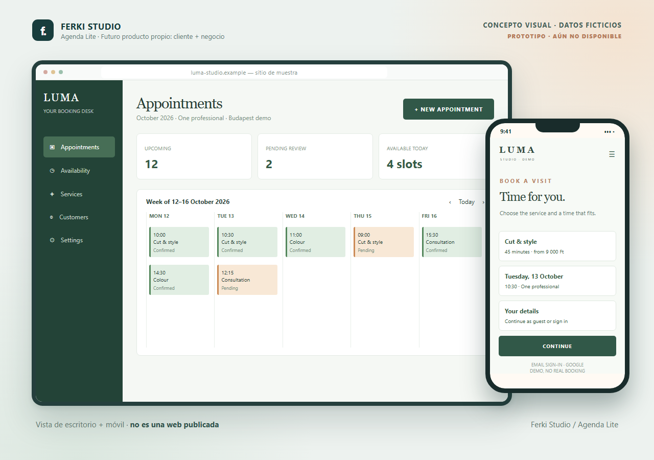 Concepto visual de la agenda y la reserva desde un móvil